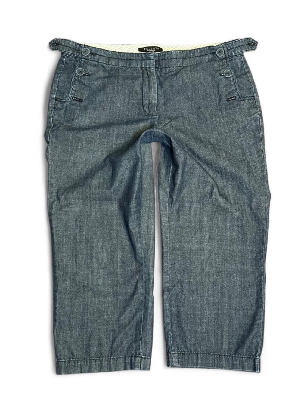 Talbot Navy Casual sailor button capri pants -Petite